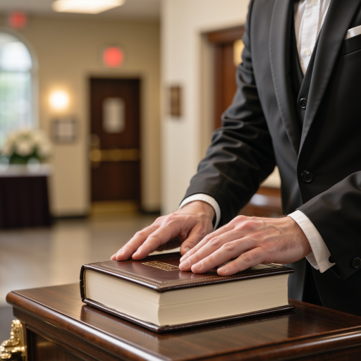 专业婚礼主持人，中年男性，穿着正式西装，面带微笑，专业表情