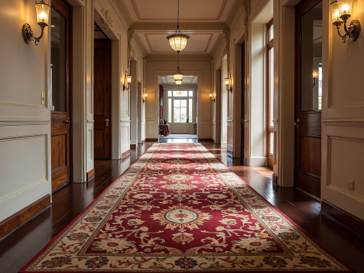 豪华宴会大厅内部，水晶吊灯装饰，宽敞空间，红色地毯，现代化装修风格