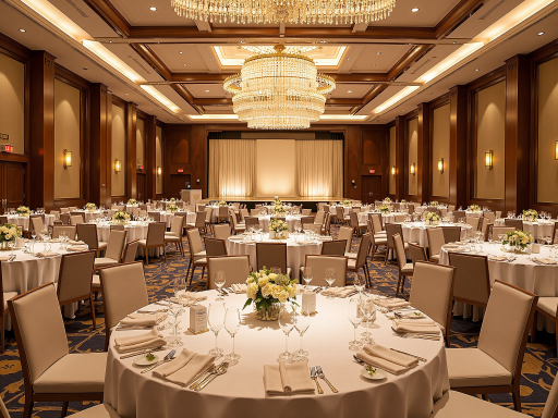 奢华套房宴会厅，高端装饰，金色元素点缀，尽显尊贵